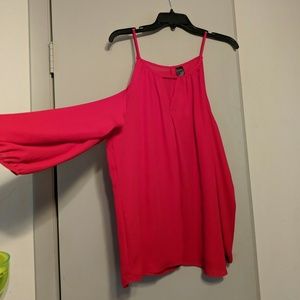 Red cold shoulder blouse